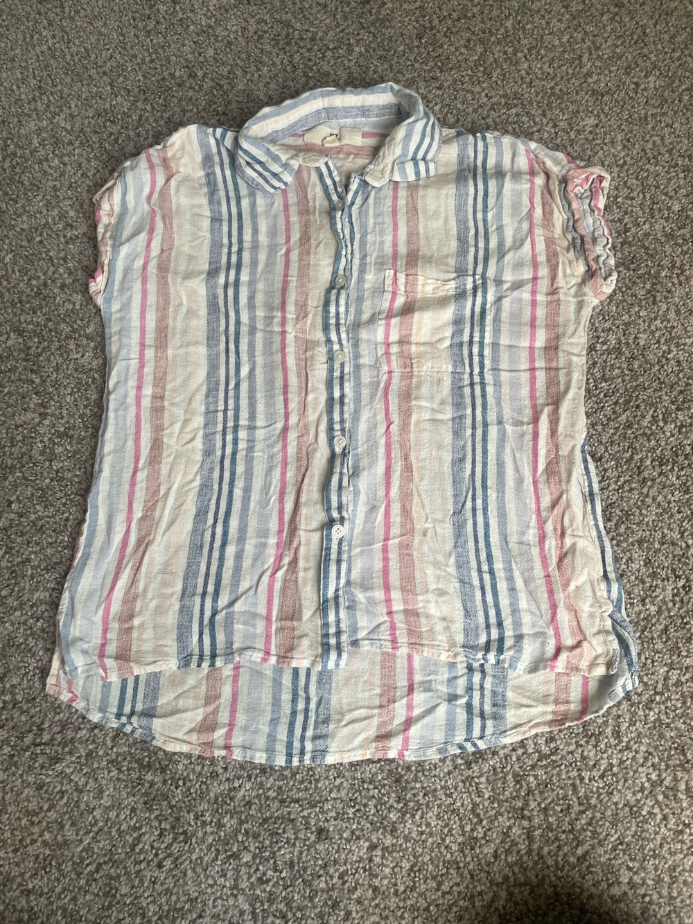Thread & Supply Stripe Linen Blend Button Up Shirt